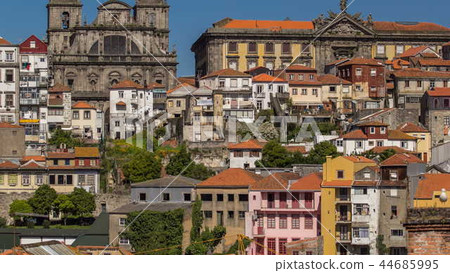 overview of old town of Porto timelapse, Portugal 44685995