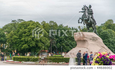 Monument of Russian emperor Peter the Great, known as The Bronze Horseman timelapse, Saint Petersburg , Russia Monument of Russian emperor Peter the Great, known as The Bronze Horseman timelapse, Saint Petersburg , Russia 44686002