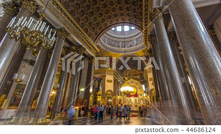 Interior of Kazan Cathedral with people timelapse hyperlapse. SAINT PETERSBURG, RUSSIA Interior of Kazan Cathedral with people timelapse hyperlapse. SAINT PETERSBURG, RUSSIA 44686124