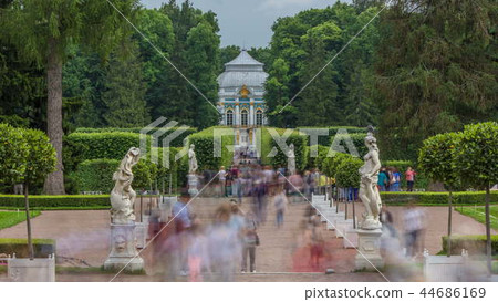 Tsarskoye Selo Pushkin timelapse, Saint Petersburg, Russia, Alley in the Park , Trees and shrubs 44686169