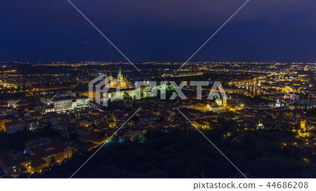 Wonderful night timelapse View To The City Of Prague From Petrin Observation Tower In Czech Republic Wonderful night timelapse View To The City Of Prague From Petrin Observation Tower In Czech Republic 44686208