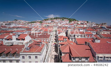 View from the Elevador de Santa Justa to the old part of Lisbon timelapse View from the Elevador de Santa Justa to the old part of Lisbon timelapse 44686242