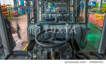 Conveyor assembly stage the body of tractor at factory timelapse Conveyor assembly stage the body of tractor at factory timelapse 44686482