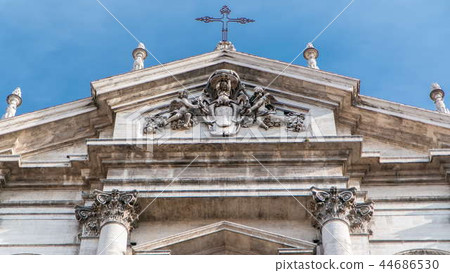 Top of the baroque Church of Saint Ignatius of Loyola at Campus Martius timelapse hyperlapse in Rome, Italy 44686530