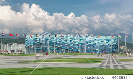 Facade of ice rink Iceberg for figure skating timelapse in Sochi, Russia for Winter Olympic Games 2014 Facade of ice rink Iceberg for figure skating timelapse in Sochi, Russia for Winter Olympic Games 2014 44686554