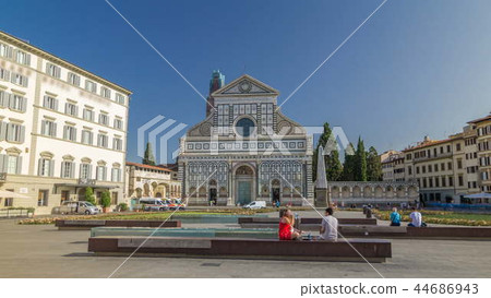 Basilica of Santa Maria Novella in the homonym square timelapse hyperlapse in Florence 44686943