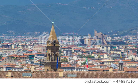 Beautiful landscape above timelapse, panorama on historical view of the Florence from Boboli Gardens Giardino di Boboli point. Italy. Beautiful landscape above timelapse, panorama on historical view of the Florence from Boboli Gardens Giardino di Boboli point. Italy. 44687110