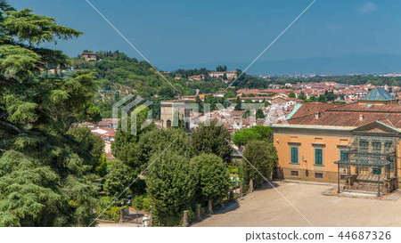 Beautiful landscape above timelapse, panorama on historical view of the Florence from Boboli Gardens Giardino di Boboli point. Italy. Beautiful landscape above timelapse, panorama on historical view of the Florence from Boboli Gardens Giardino di Boboli point. Italy. 44687326