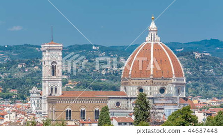 Duomo Santa Maria Del Fiore timelapse and Bargello from Boboli Garden in Florence, Tuscany, Italy Duomo Santa Maria Del Fiore timelapse and Bargello from Boboli Garden in Florence, Tuscany, Italy 44687448