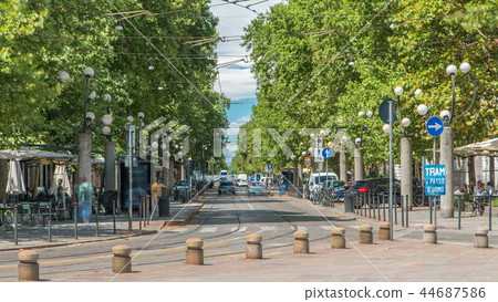 Corso Sempione timelapse, one of the main radial boulevards of Milan 44687586