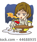 A woman who watches the smartphone after late at night 44688935