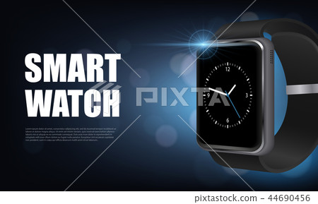 Realistic Smart Watch Horizontal Banner Stock Illustration