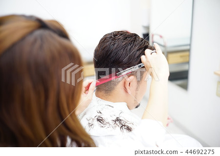 Beauty Salon Scene Men S Cut Image Perming Stock Photo