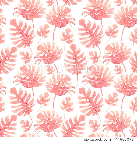 Watercolor tropical palm leaf vector pattern 44693878