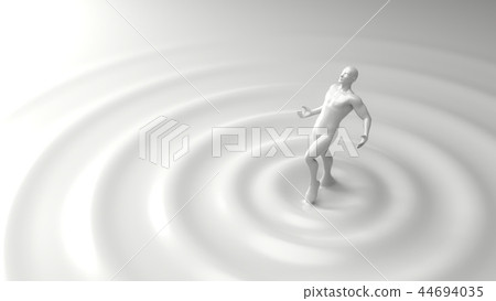 white character rising from white liquid. 3d illustration white character rising from white liquid. 3d illustration 44694035
