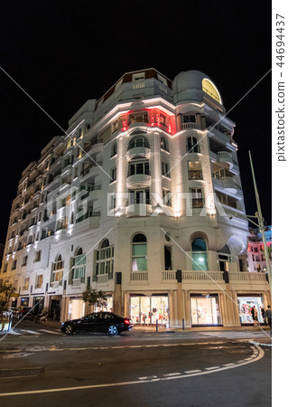 White building iluminated by lights 44694437