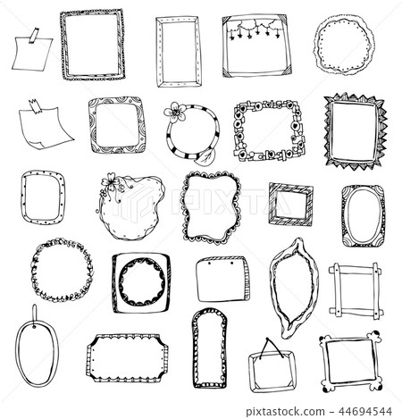 Picture Frame Drawing Designs Vector Set On White Stock Illustration