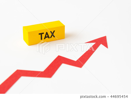 Tax TAX Tax increase Arrow Consumption tax Rising upward Tax TAX Tax increase Arrow Consumption tax Rising upward 44695454