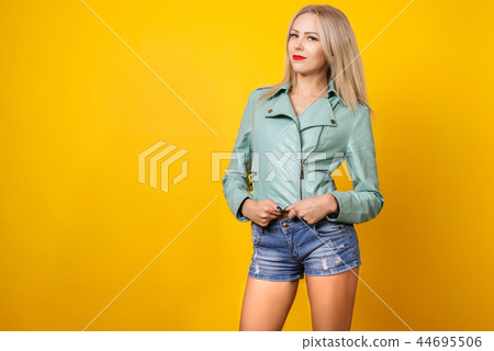 leather jacket and denim shorts 