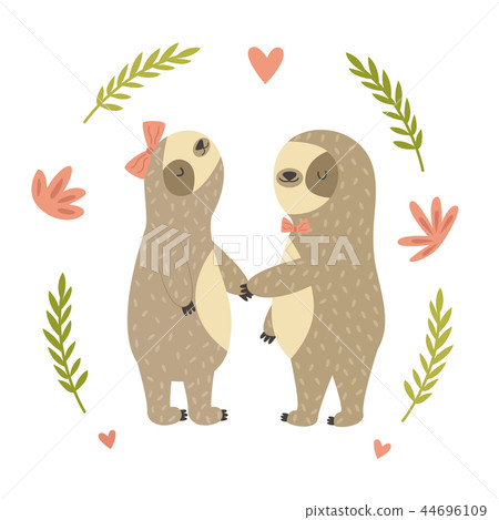 Two cute dancing sloth in love. 44696109