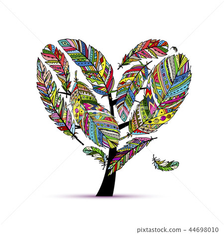 Love tree made from colorful feathers - Stock Illustration [44698010 ...