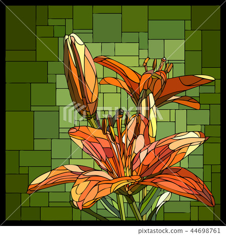 Mosaic of blooming orange lilies with buds. Mosaic of blooming orange lilies with buds. 44698761