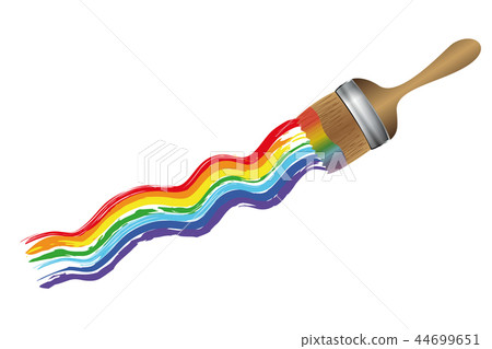 paint with a brush in rainbow colors 44699651