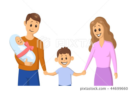Cartoon Family Holding Hands In The Park Stock Illustration Cartoon Family Holding Hands In The Park Stock Illustration