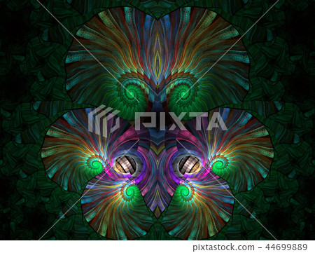 Colorful floral stained glass kaleidoscopic design 44699889