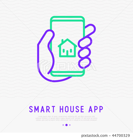 Smart House Mobile App Smartphone In Hands Stock Illustration