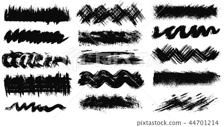 Set of different ink paint brush strokes isolated on white background. Vector illustration 44701214