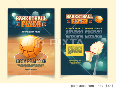 Vector cartoon flyers to invite on basketball game 44701381