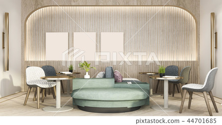 loft and luxury hotel reception and cafe lounge  44701685