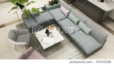 luxury and modern living room with leather sofa 44701686