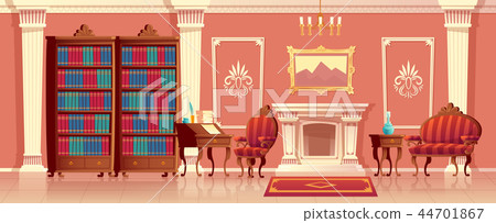 Vector luxury living room with fireplace 44701867