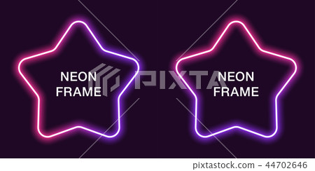 Neon frame in star shape. Vector template 44702646
