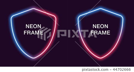 Neon frame in shield shape. Vector template Neon frame in shield shape. Vector template 44702666