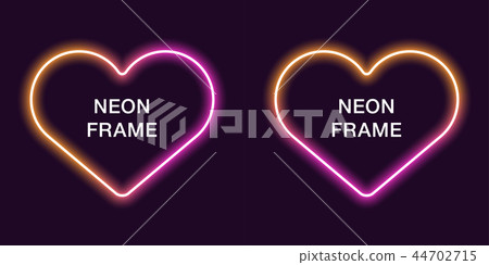 Neon frame in heart shape. Vector template - Stock Illustration ...