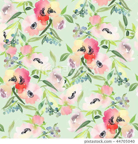 Seamless summer pattern with watercolor flowers - Stock Illustration ...