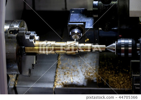 The CNC lathe machine . 44705366