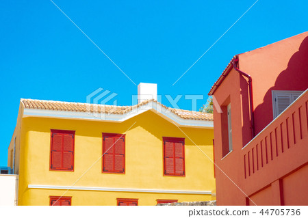 yellow and Red House on the blue sky 44705736