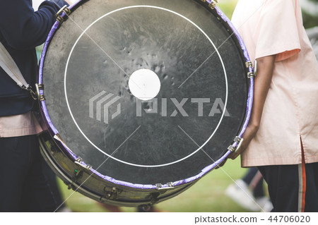 Marching band drummers perform in school parade Marching band drummers perform in school parade 44706020