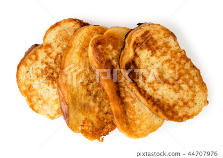 Fried bread on a white. The view from the top. Fried bread on a white. The view from the top. 44707976