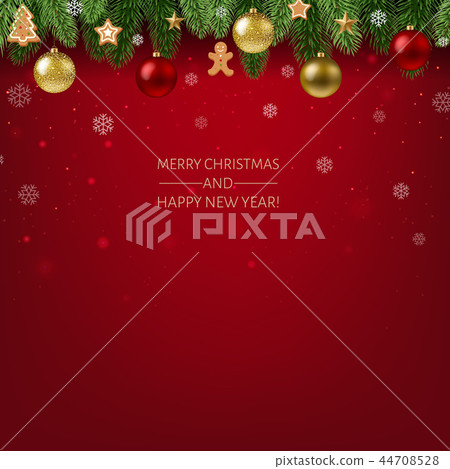 Christmas Postcard With Garland 44708528