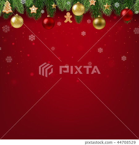 Christmas Postcard With Garland 44708529