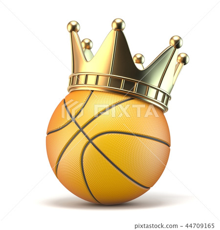 Golden crown on basketball ball 3D Golden crown on basketball ball 3D 44709165