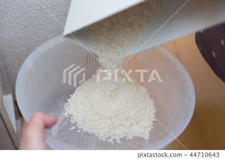 將米飯轉移到米糠上的女人 44710643