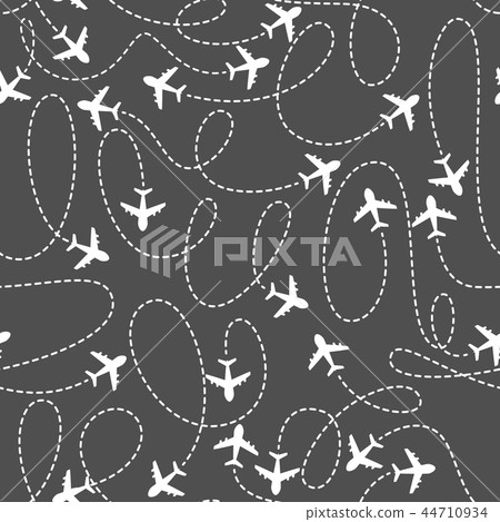 Airplane routes icon on a black background 44710934