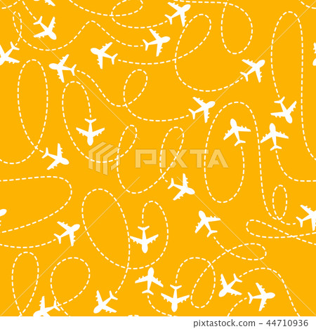 Airplane routes icon on a yellow background 44710936