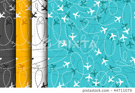 Airplane routes icon on a black background 44711079